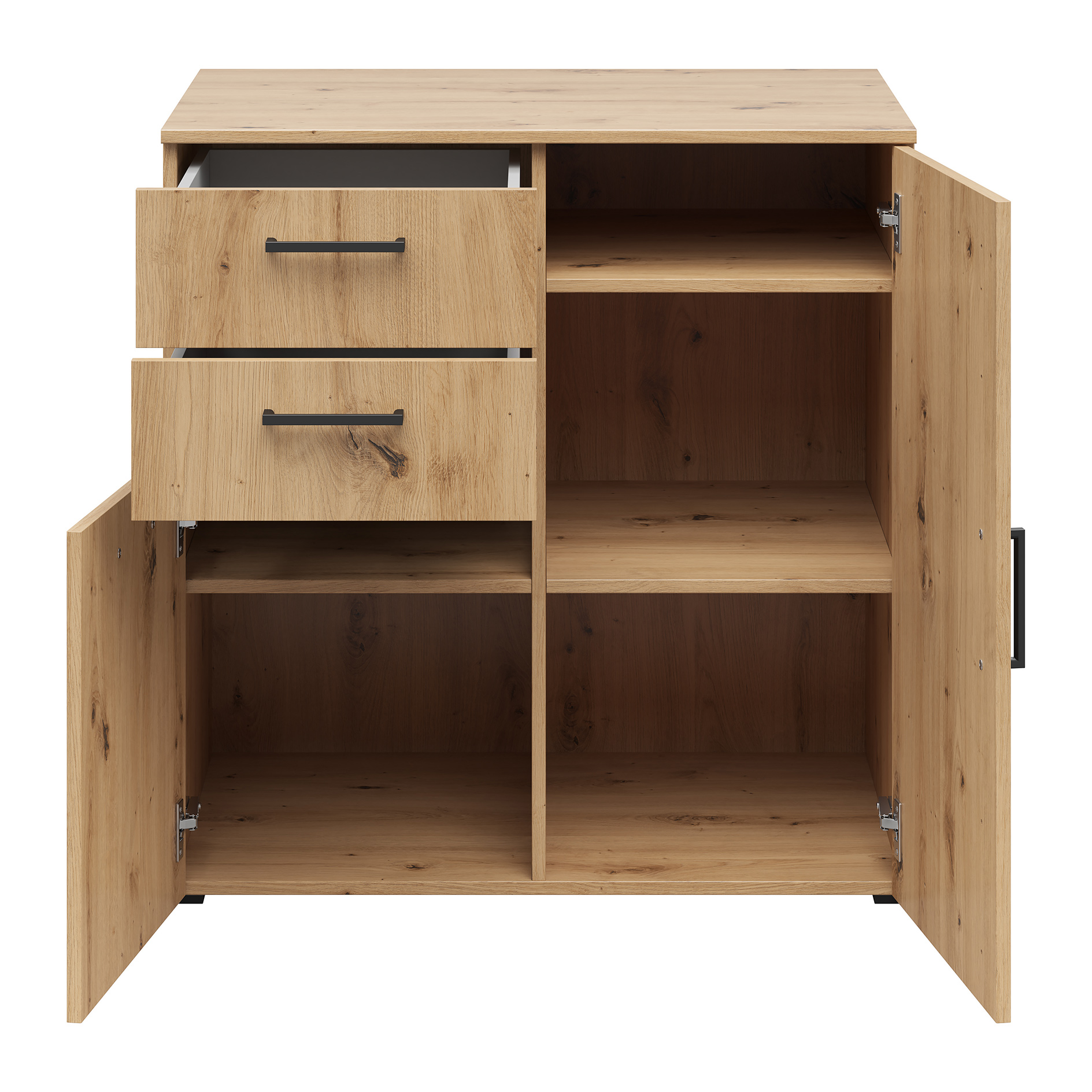 Kommode - Artisan Eiche - 2 Türen - 2 Schubkästen - XL-Tiefe - 80 cm breit