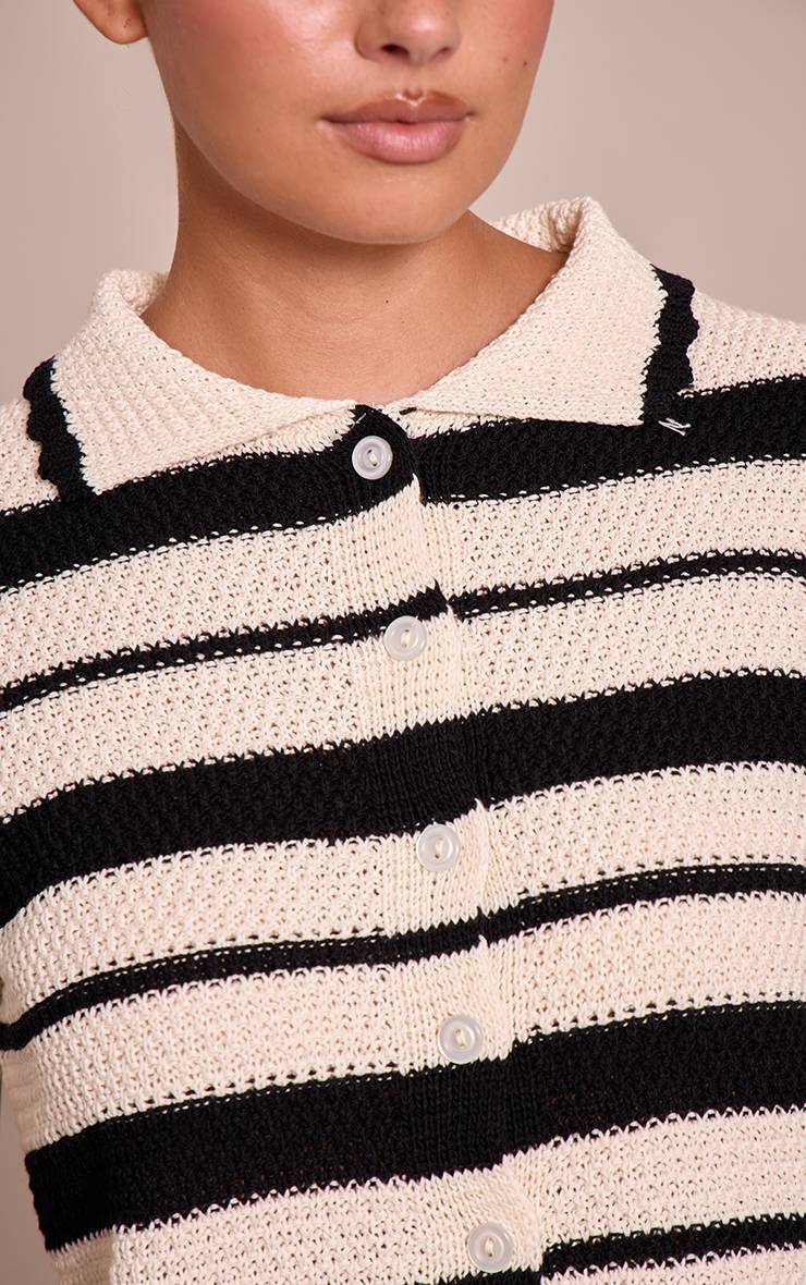 Monochrome Polo En Crochet Rayé Mono