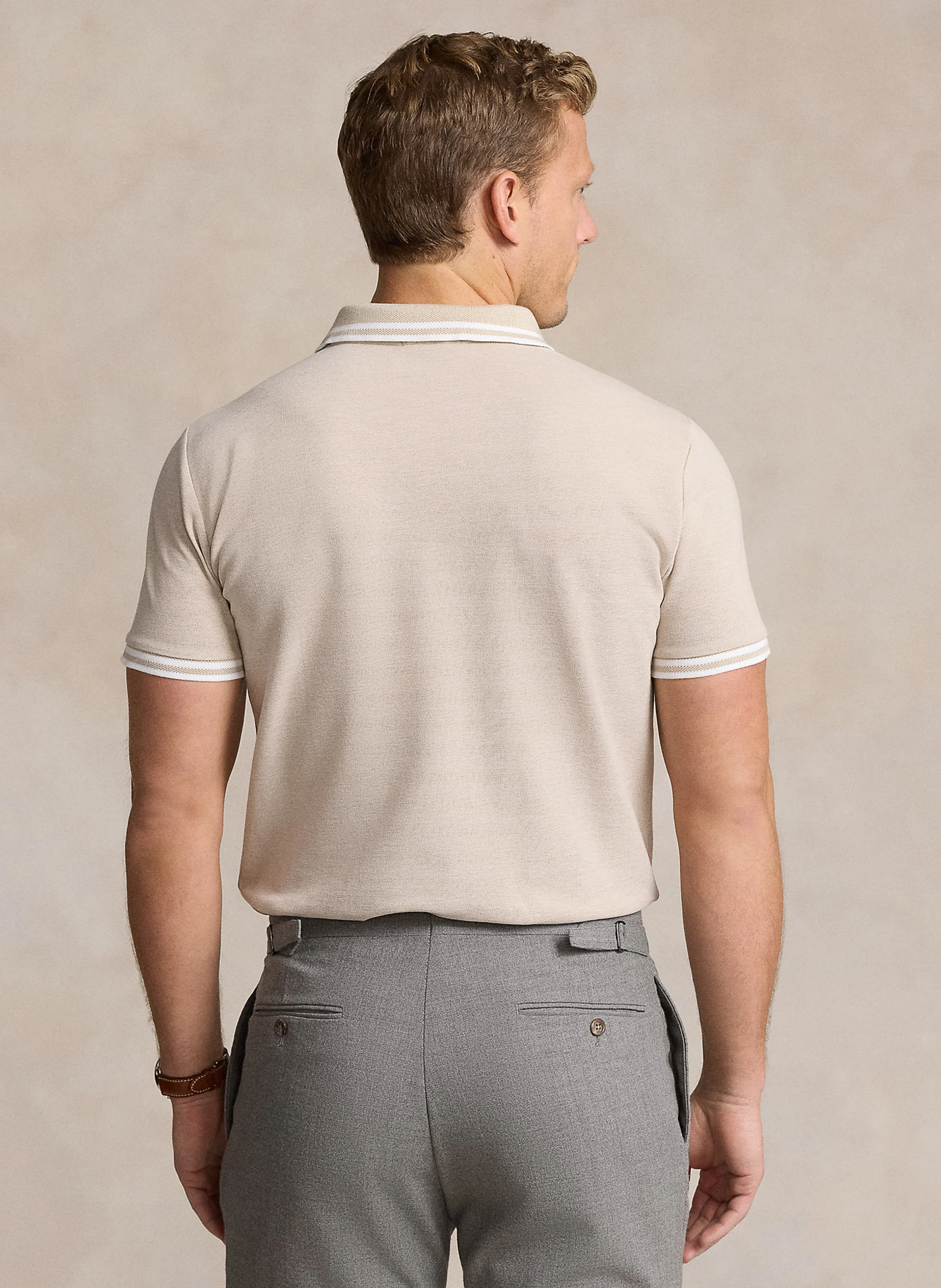 Polo regular-fit en coton mélangé | Beige