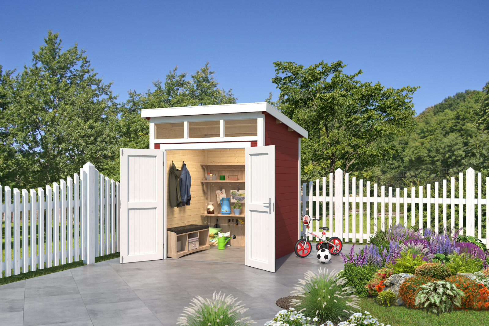 Gartenhaus KIBO 1 - schwedenrot - Fichte massiv - 200x200 cm