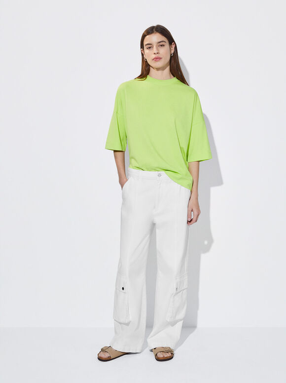 Calça cargo jeans - Branca