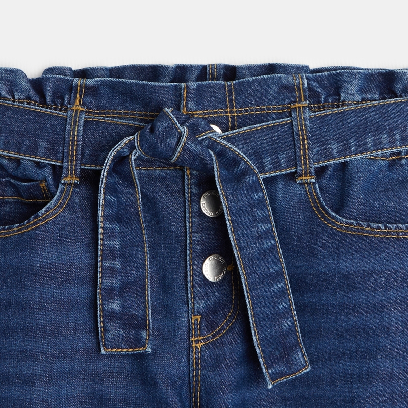 Jean mom à ceinture amovible bleu fille