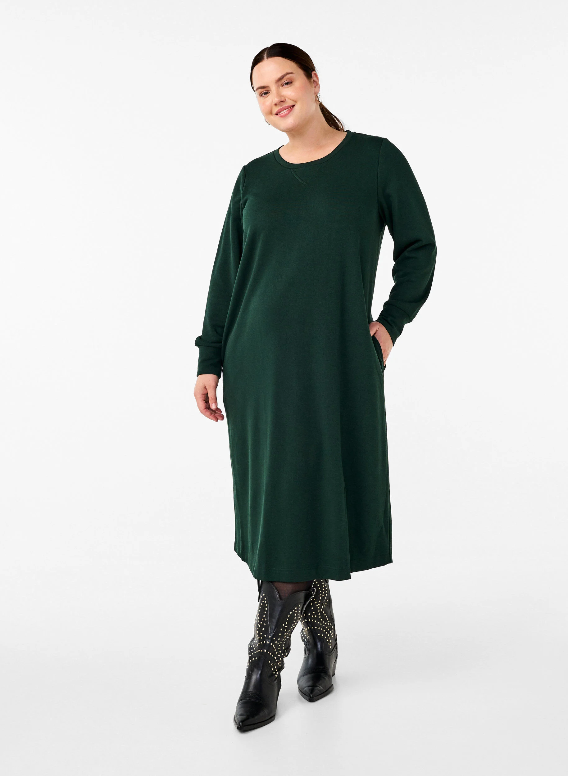 Bomulds sweatkjole med lommer