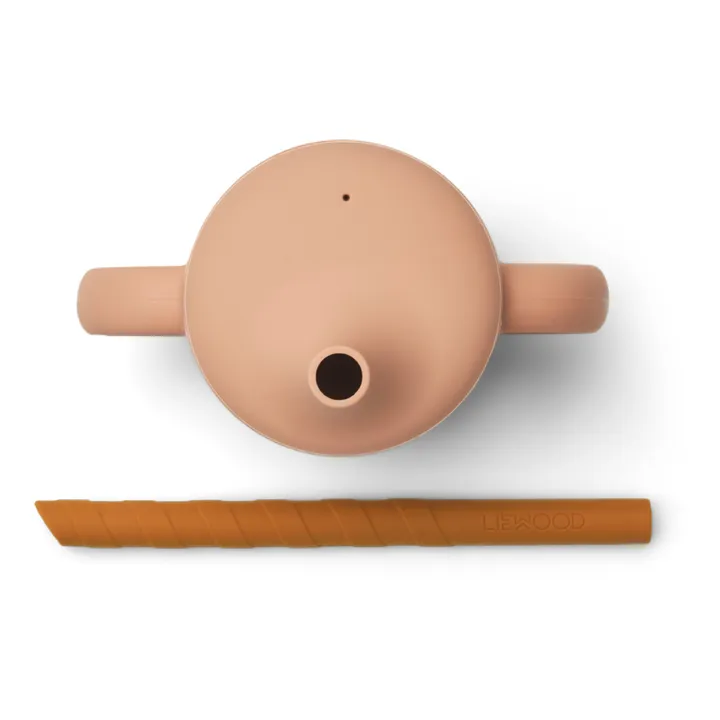 Liewood Tasse d'apprentissage et paille Cameron en silicone | Rose