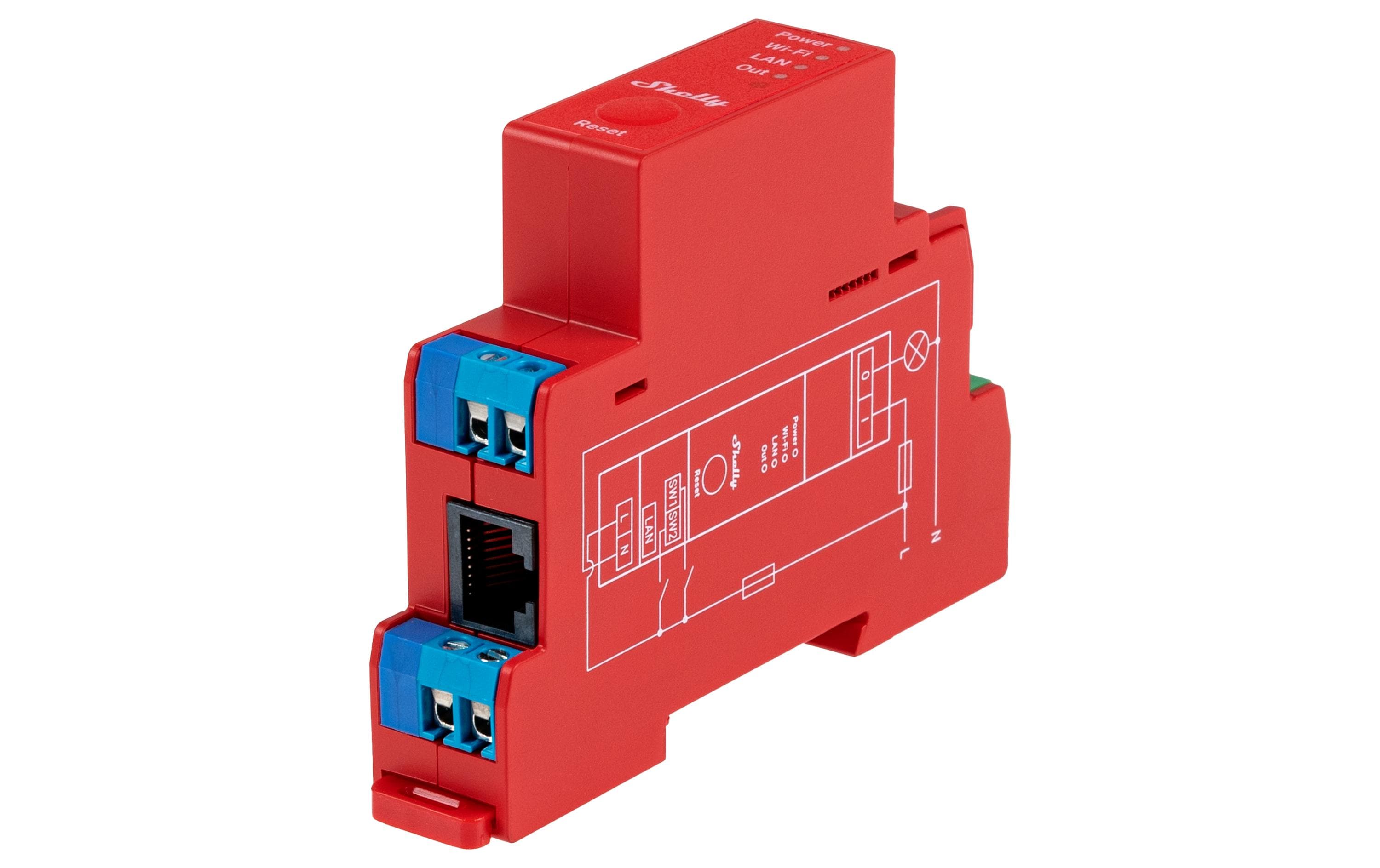 WLAN-Schaltaktor Shelly Pro 1PM mit LeistungsmessungDIN-Rail-WiFi-Switch mit Leistungsmessung, IP Relais mit Shelly Pro AddOn Schnittstelle