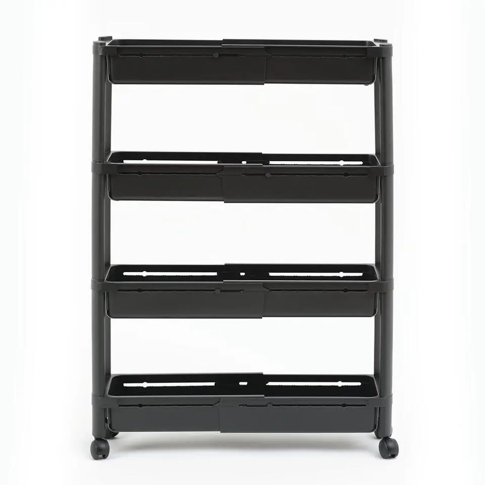 5Five Keuken/badkamer trolley 4 laags - 37 x 15 x 79 cm - zwart