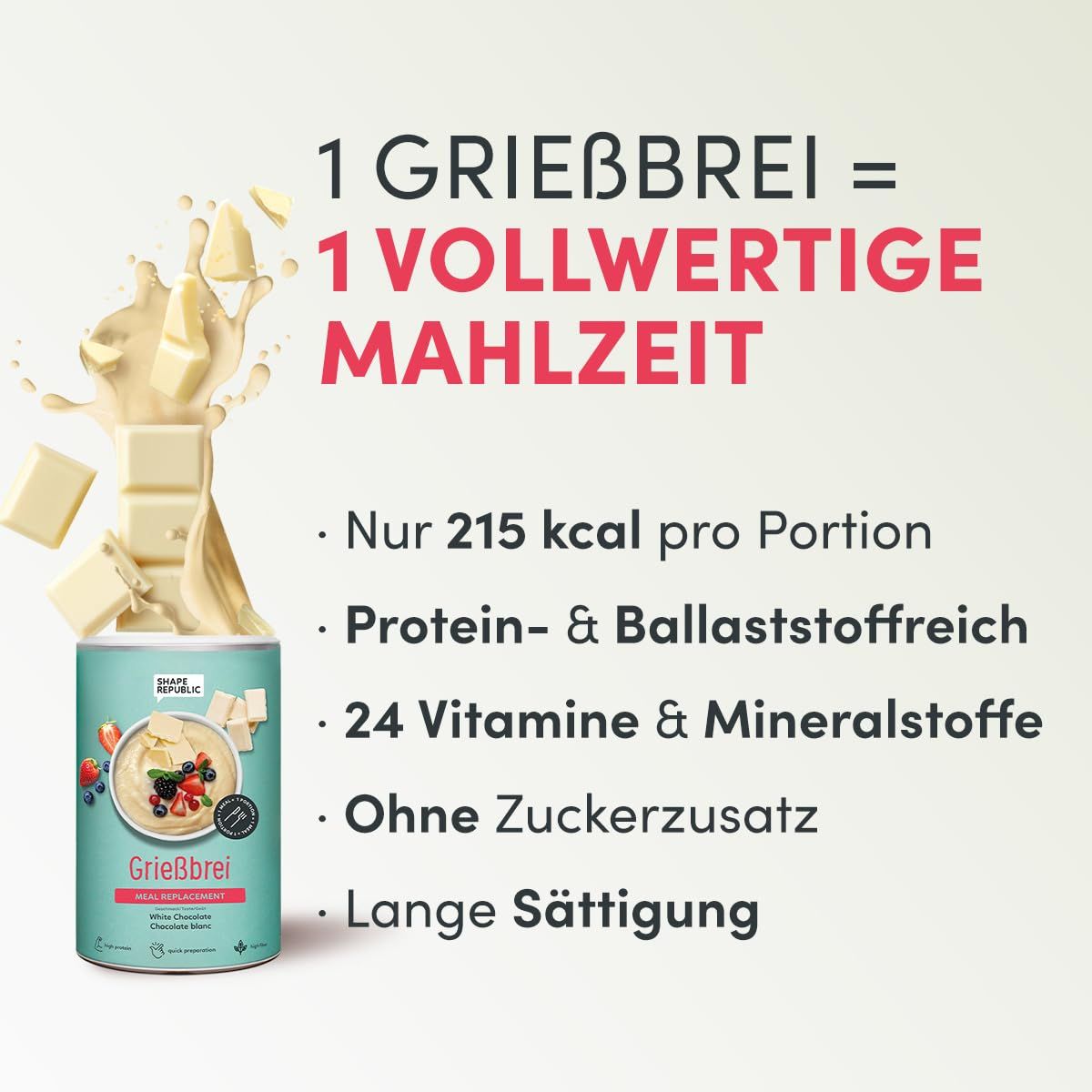 High Protein Grießbrei | Weiße Schokolade | Shape Republic