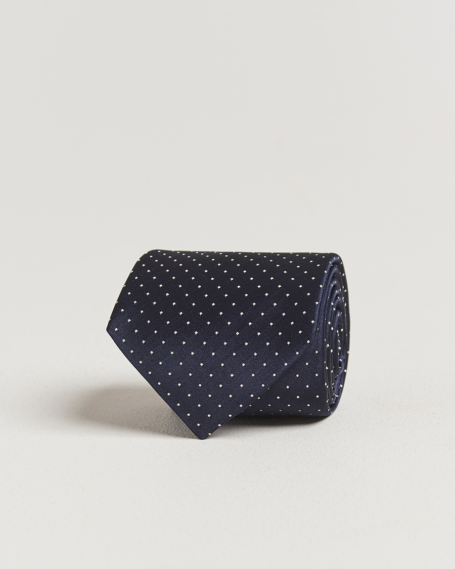 Canali Micro Dot Silk Tie Navy
