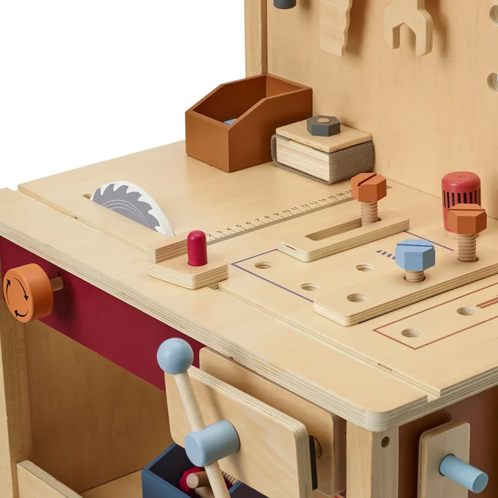Kids Concept - Kid's Hub Werkbank mit Zubehör, 55 x 36 x 80 cm, bunt (21er-Set)