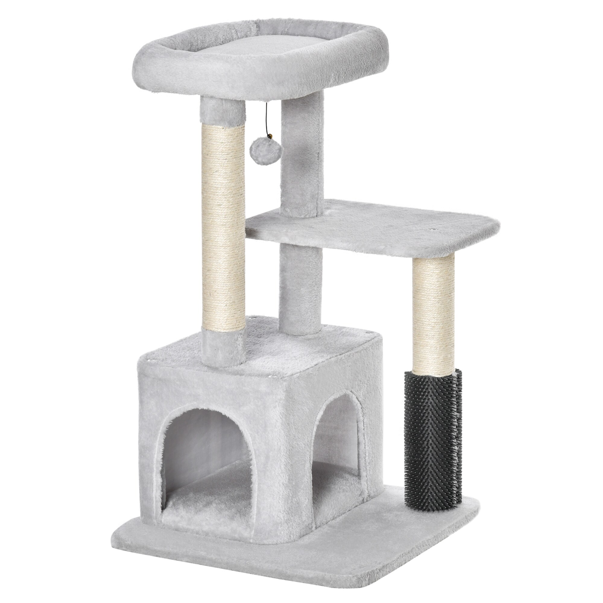 PawHut Kratzbaum mit mehrstufigem Design grau 48L x 48B x 80H cm