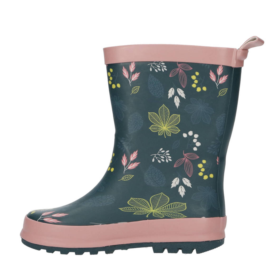 Gevavi Fleurregenlaarzen donkerblauw/roze