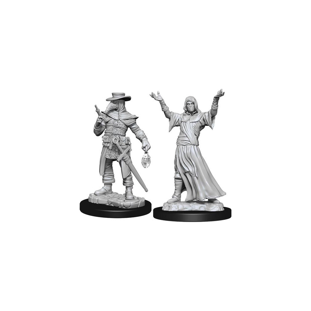 Wizkids Deep Cuts Unpainted Miniatures: Plague Doctor & Cultist
