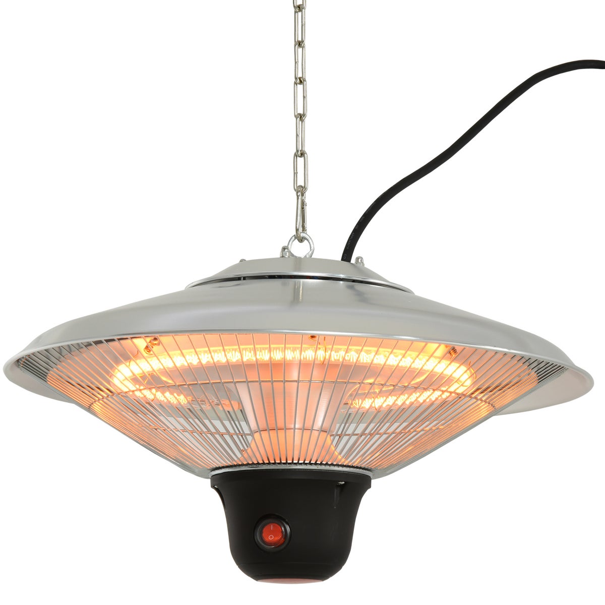 Outsunny plafondstraler, stralingsverwarming met 3 warmtestanden, 1500W, met LED inclusief afstandsbediening, Φ42 x H29cm, aluminium, zilver