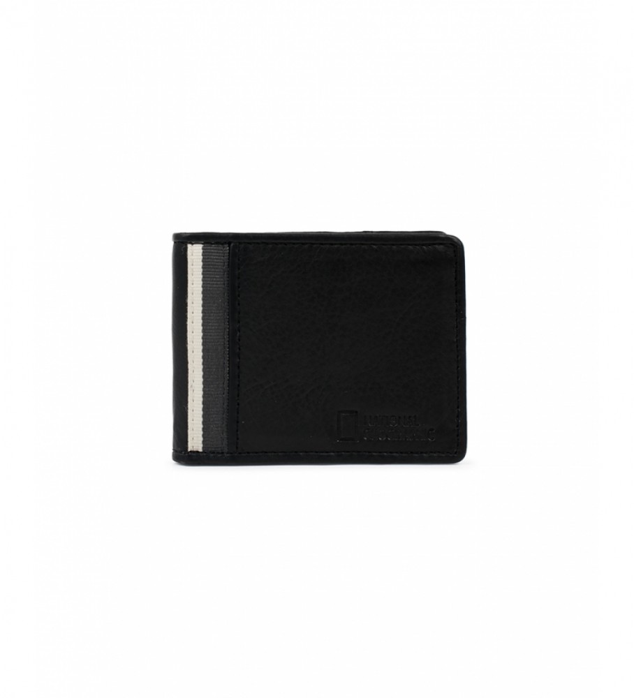 Carteira National Geographic Wind em couro, preta e cinza - 2x10,5x8cm -