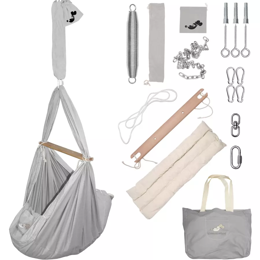 SCHMUSEWOLKE Baby Federwiege Dreamcatcher WarmGrey
