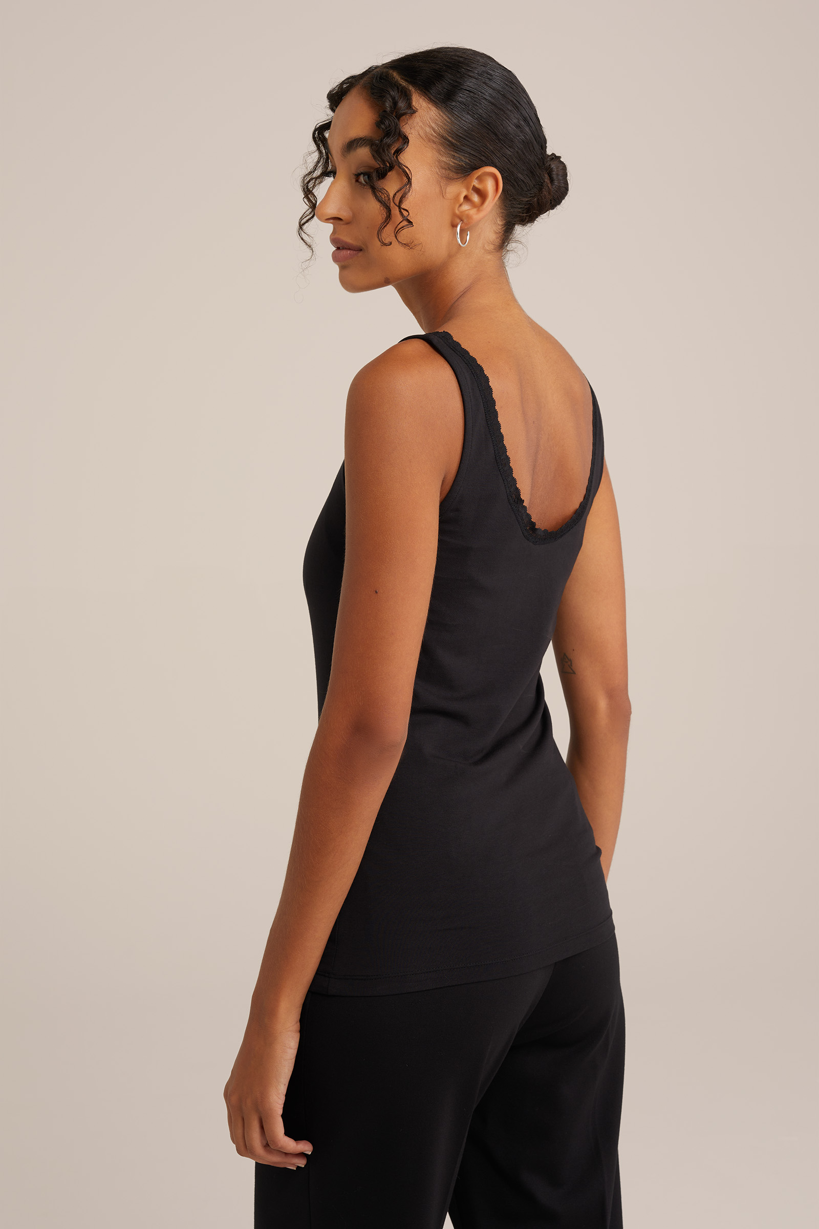 singlet met kant WE Fashion Zwart