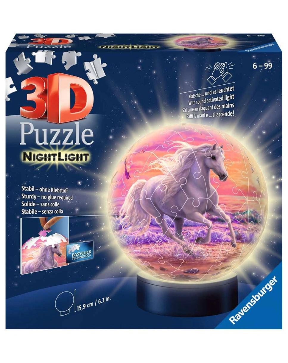 LED-Nachtlicht 3D-PUZZLE – PFERDE AM STRAND 72-teilig