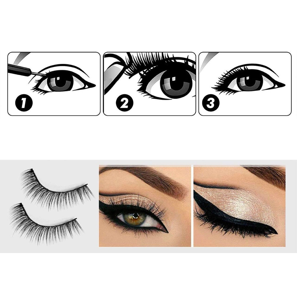 (5-tlg. Set) Magnetisches Wimpern Eyeliner Set Fake Volume Lashes mit Pinzette   Spiegel Aufbewahrungscase