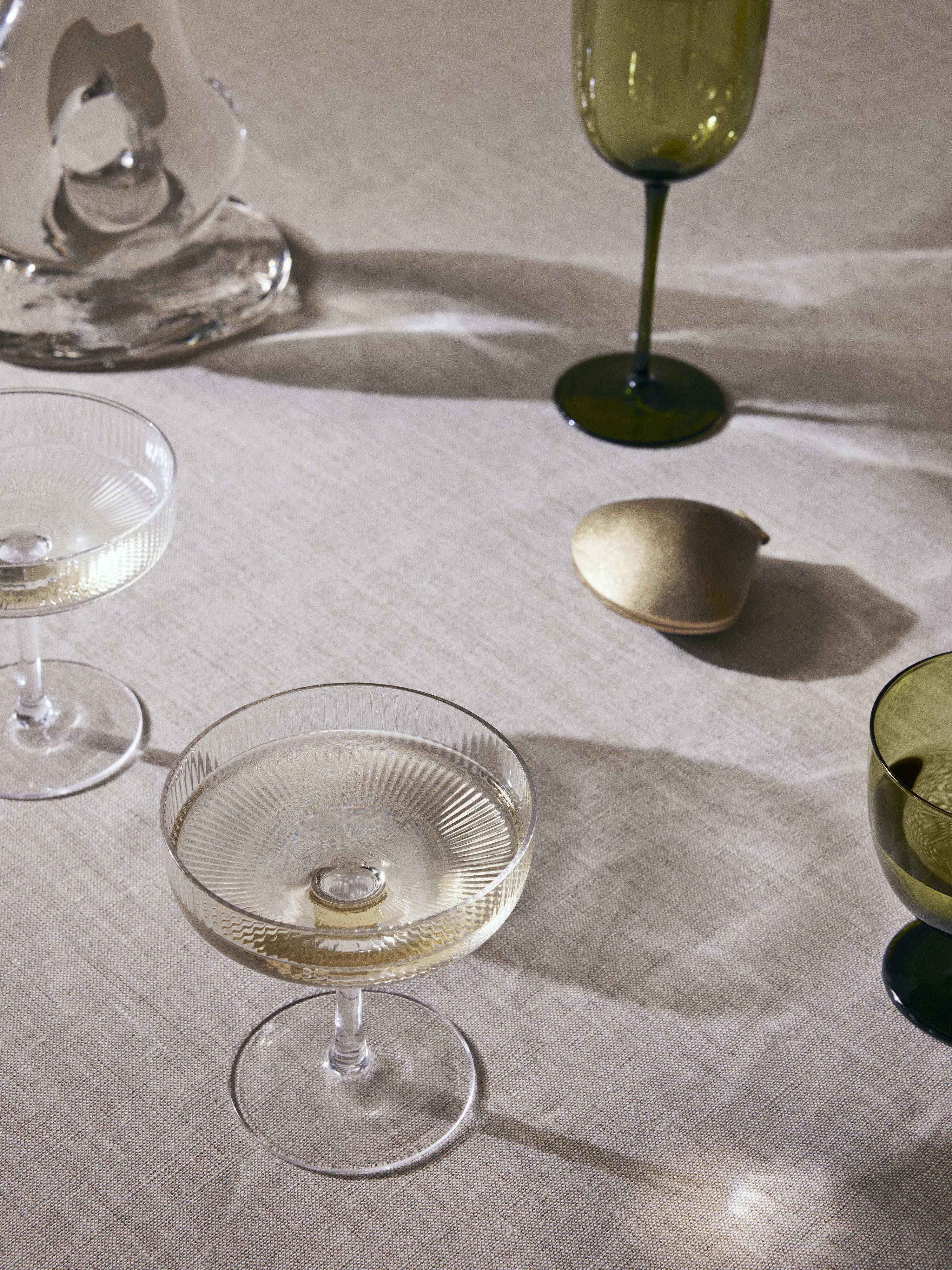 Mondgeblazen champagneglazen Ripple met groefreliëf, 2-delig