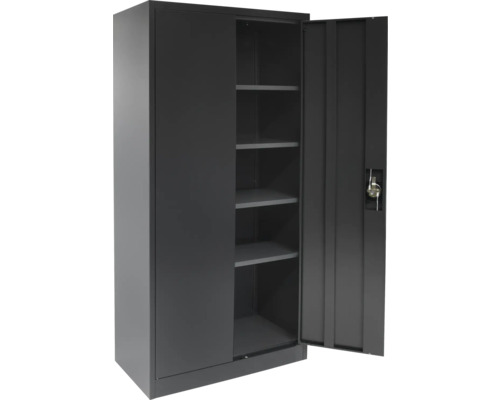 Metalen kast, multifunctionele kast, universele kast, archiefkast, 80 x 168 x 40 cm, 2 deuren, 4 legplanken, antraciet
