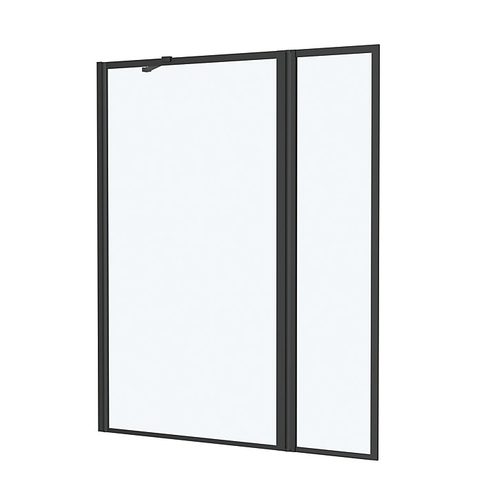 Pare-baignoire avec volet pivotant 70+30 x 130 cm noir mat Dark Edge Galedo