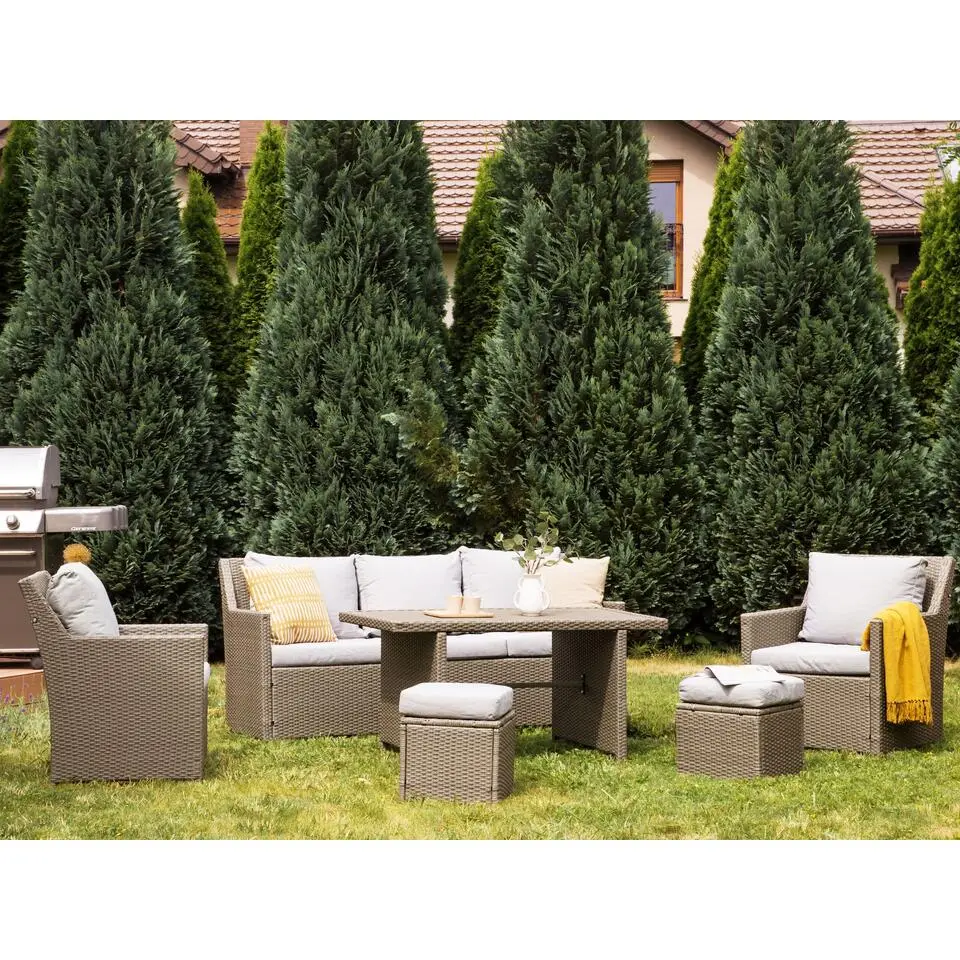 FONTI - Loungeset voor 5 - Natuurlijk - PE rotan