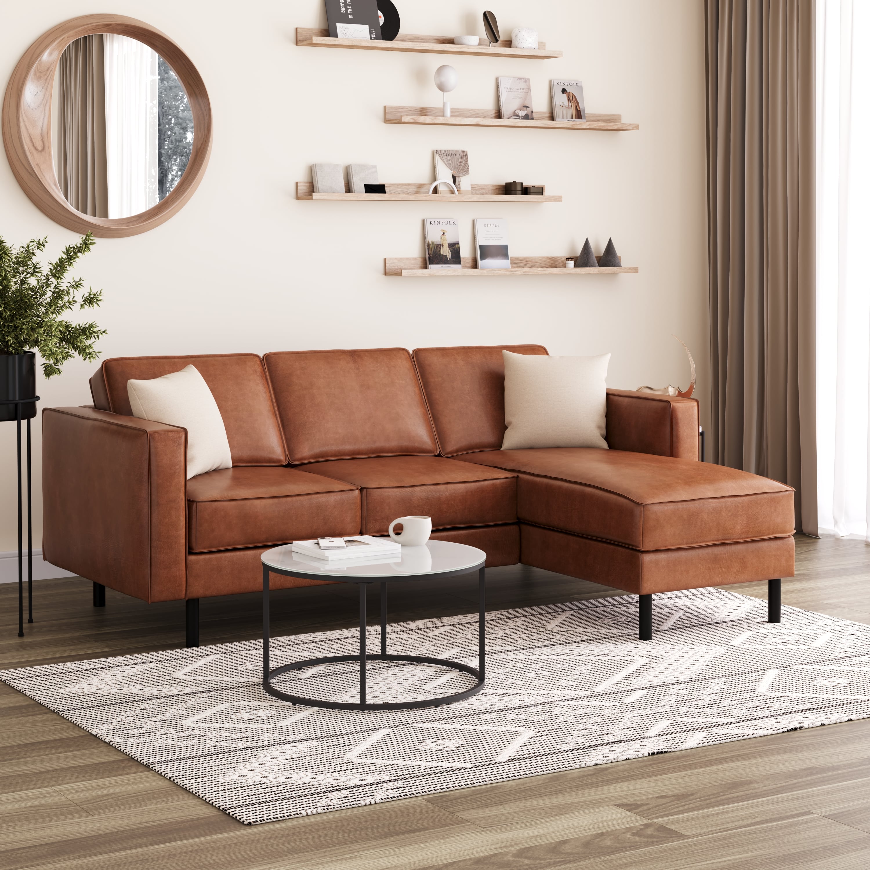 Ecksofa Leder DUKE rechts braun