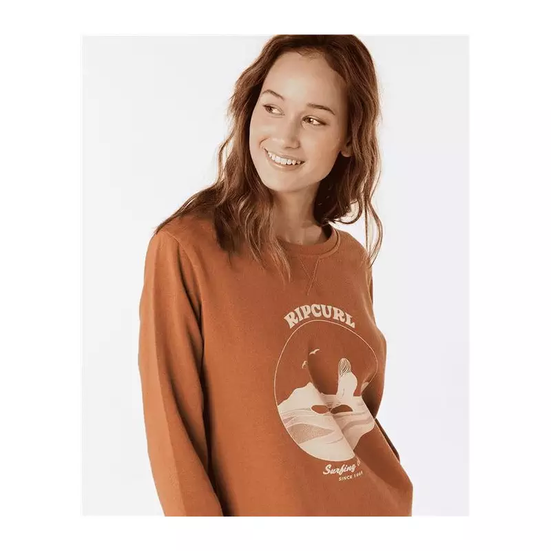 Sweat femme RIPCURL Re-Entry Crew Light Brown