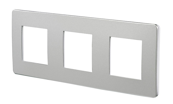 Plaque de finition triple Schneider Electric Unica Déco aluminium blanc