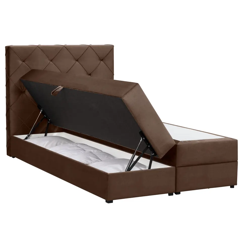 Boxspring met opbergruimte Liv geruit - bruin - 120x200 cm