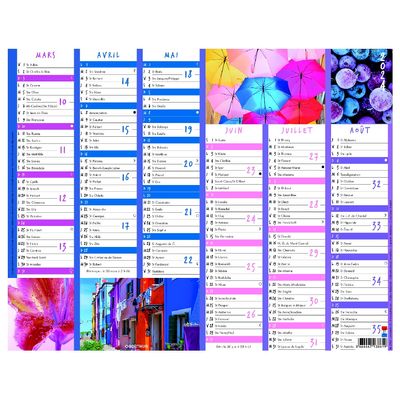 Calendrier Color Story - 7 mois par face - 21 x 26,5 cm - Oberthur