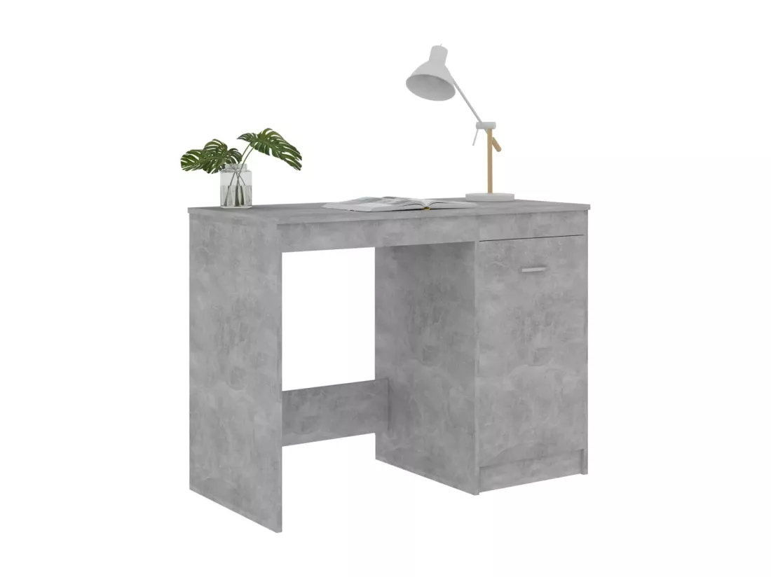 Bureau Gris béton 100x50x76 cm Bois d'ingénierie
