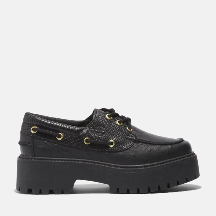 Sapato náutico feminino Stone Street Timberland Premium na cor preta.