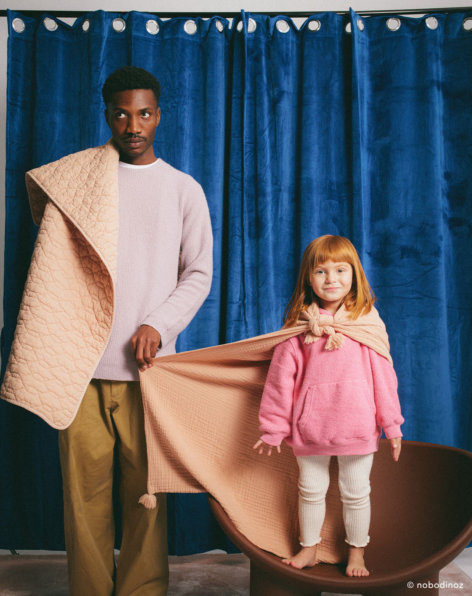 Couverture wabi-sabi matelassée en coton lavé | Rose