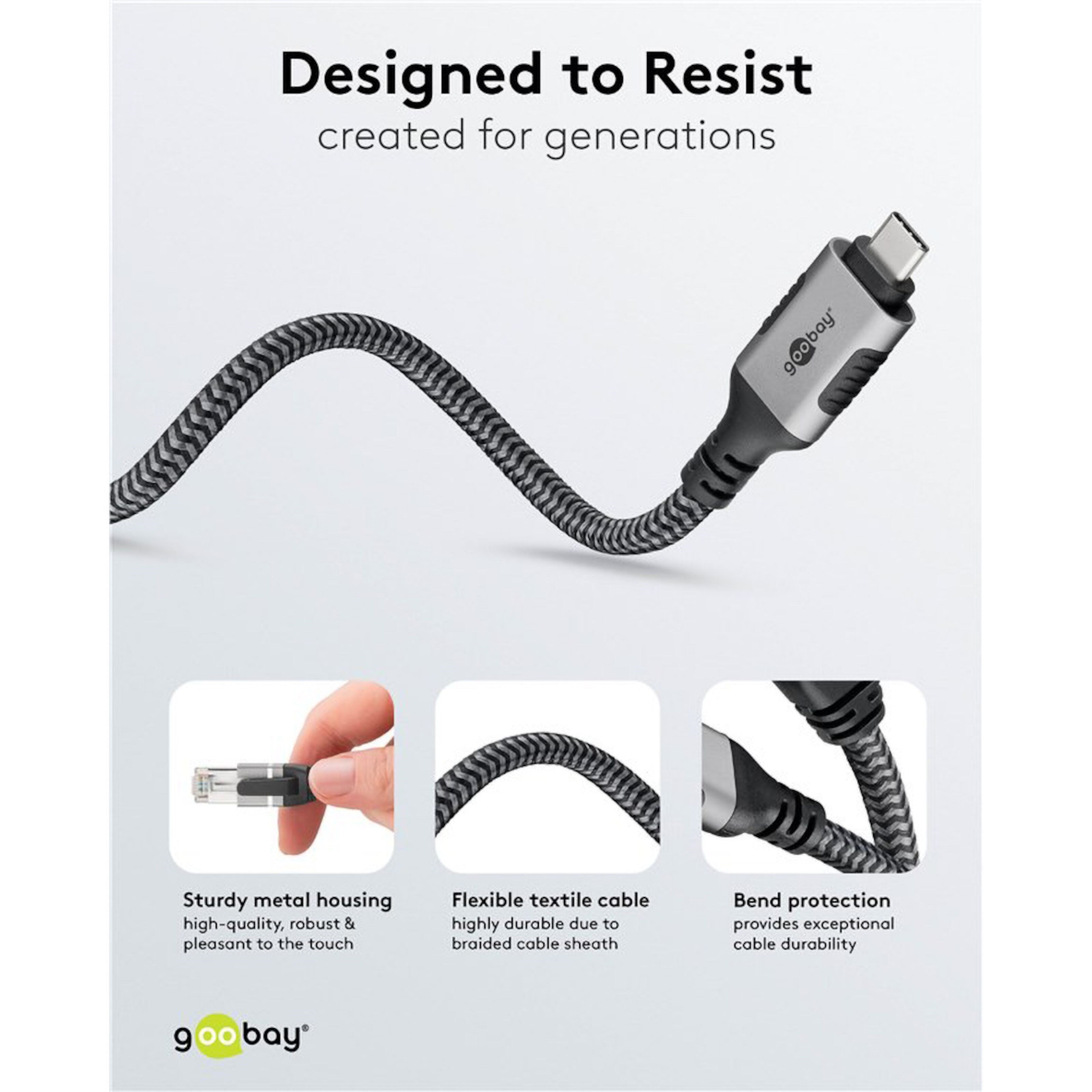 Nettverkskabel med USB-tilkobling USB-C 1 m