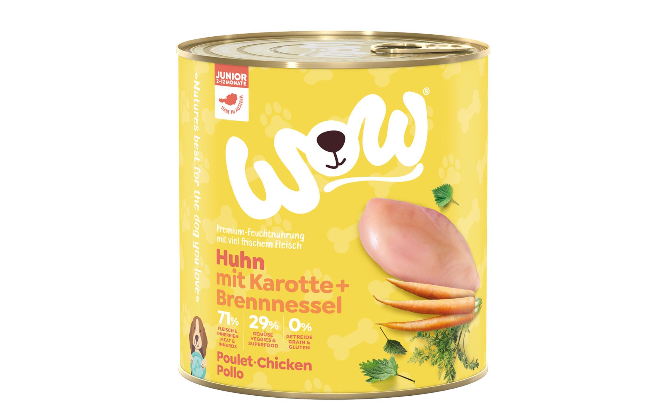 Nassfutter Junior Huhn, 800 gAlleinfutter-Menü speziell für Welpen und junge Hunde im Wachstum von 2 bis 12 Monaten