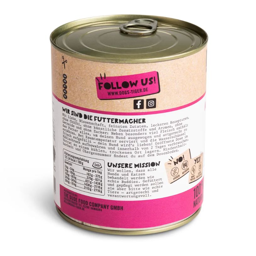 Dogs’n Tiger Adult Premium Hundefutter, Abendbrot, Nassfutter, Getreidefrei, Lamm & Pastinake