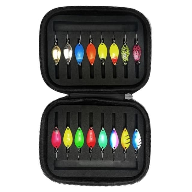 16 stk 2,5g 3,5g 5g Ørredfiskeri Agn Flasher Drag Spinner med opbevaringspose