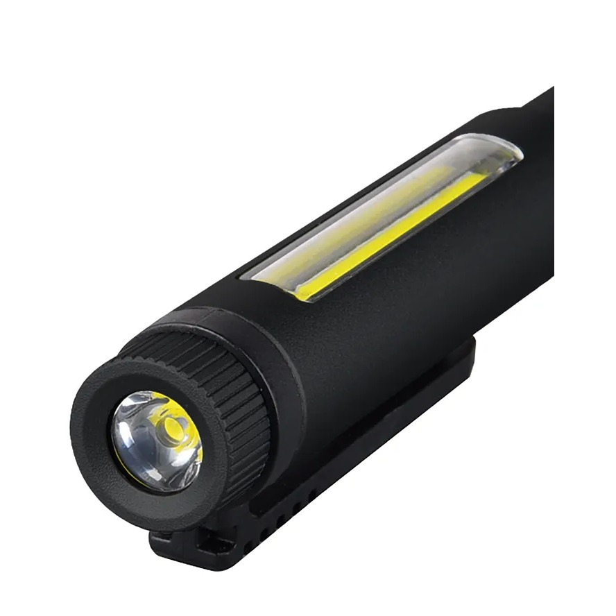 (200Lumen) WORKLIGHT 1W LED Akku Stiftlampe Handleuchte Taschenlampe mit Magnethalter / Clip (65 00164) - Schwarz