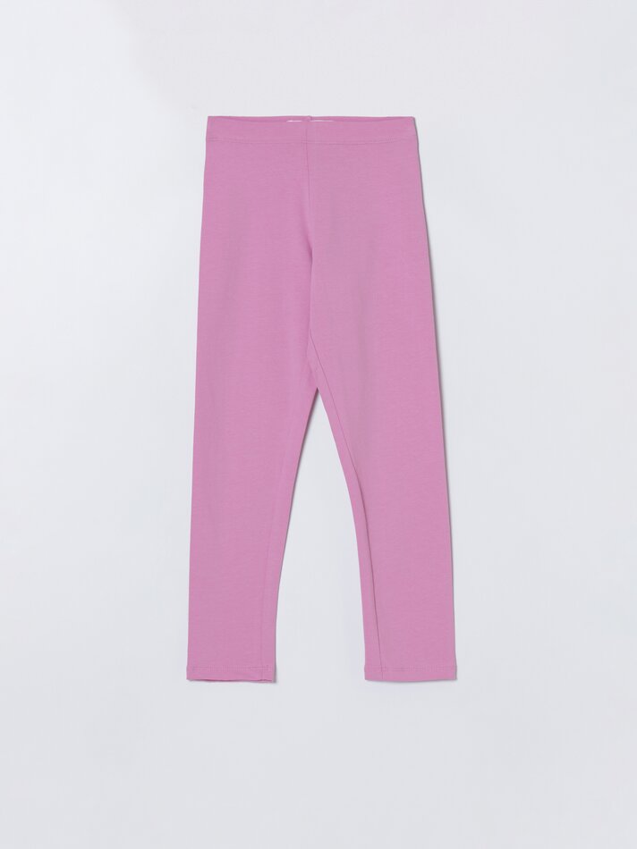 Conjunto de 2 leggings compridas básicas, lisas e estampadas - Rosa