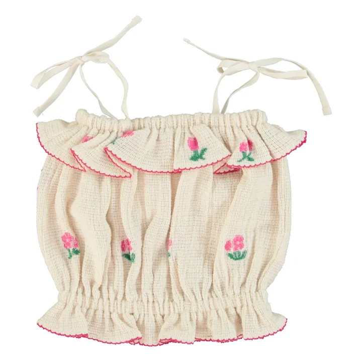 Bebe Organic Haut Fleuri Maille Fine Daisy | Ecru