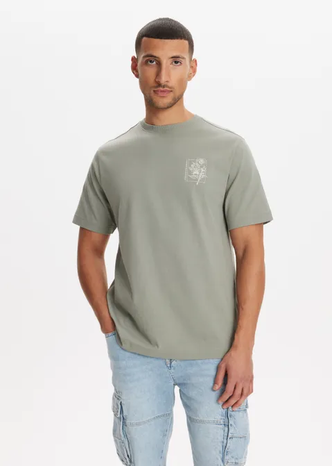 T-shirt met print roos groen (GRN.O.L)