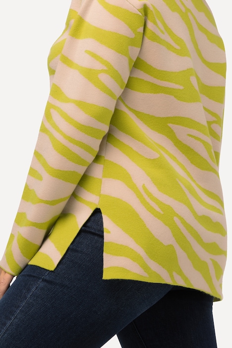 Pullover, Zebramuster, Stehkragen, Langarm