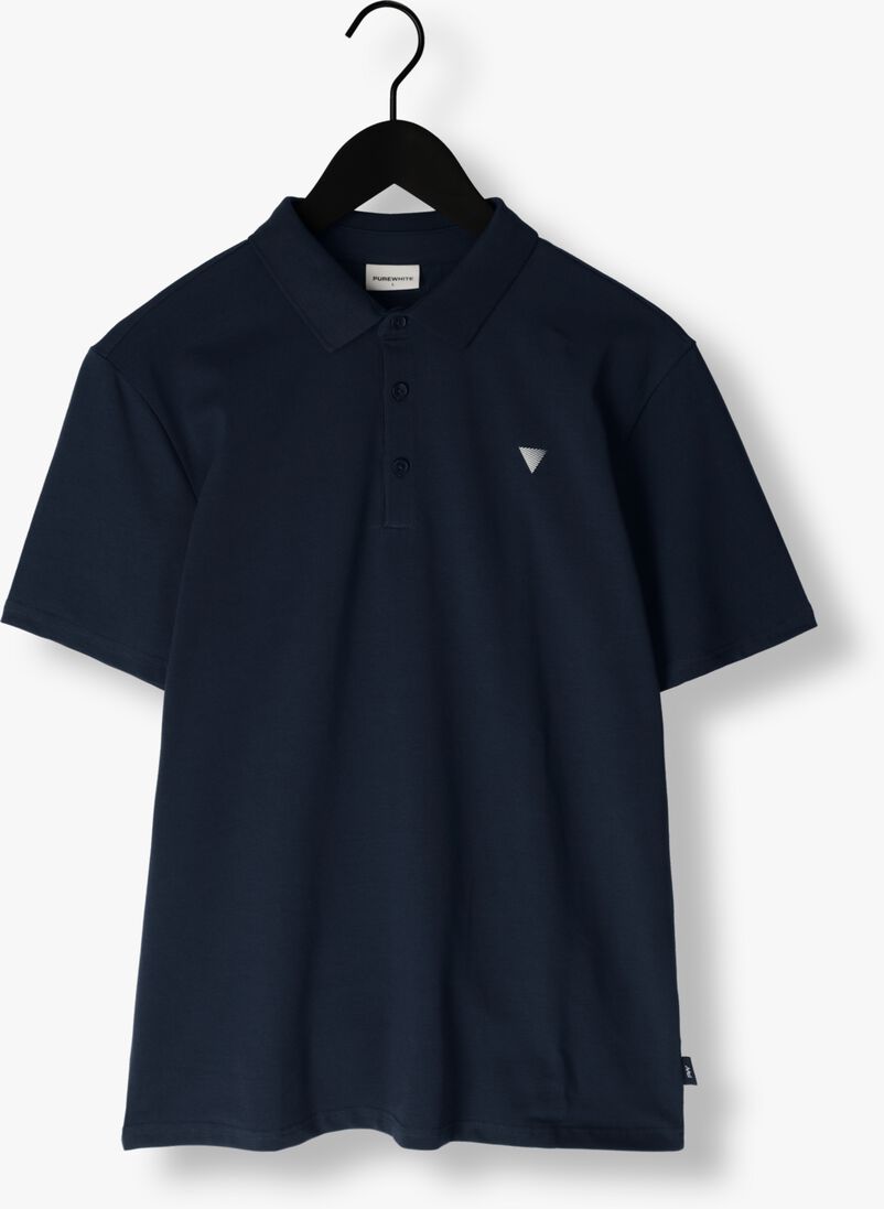 PUREWHITE donkerblauwe purewhite polo polo with button placket and small print on chest
