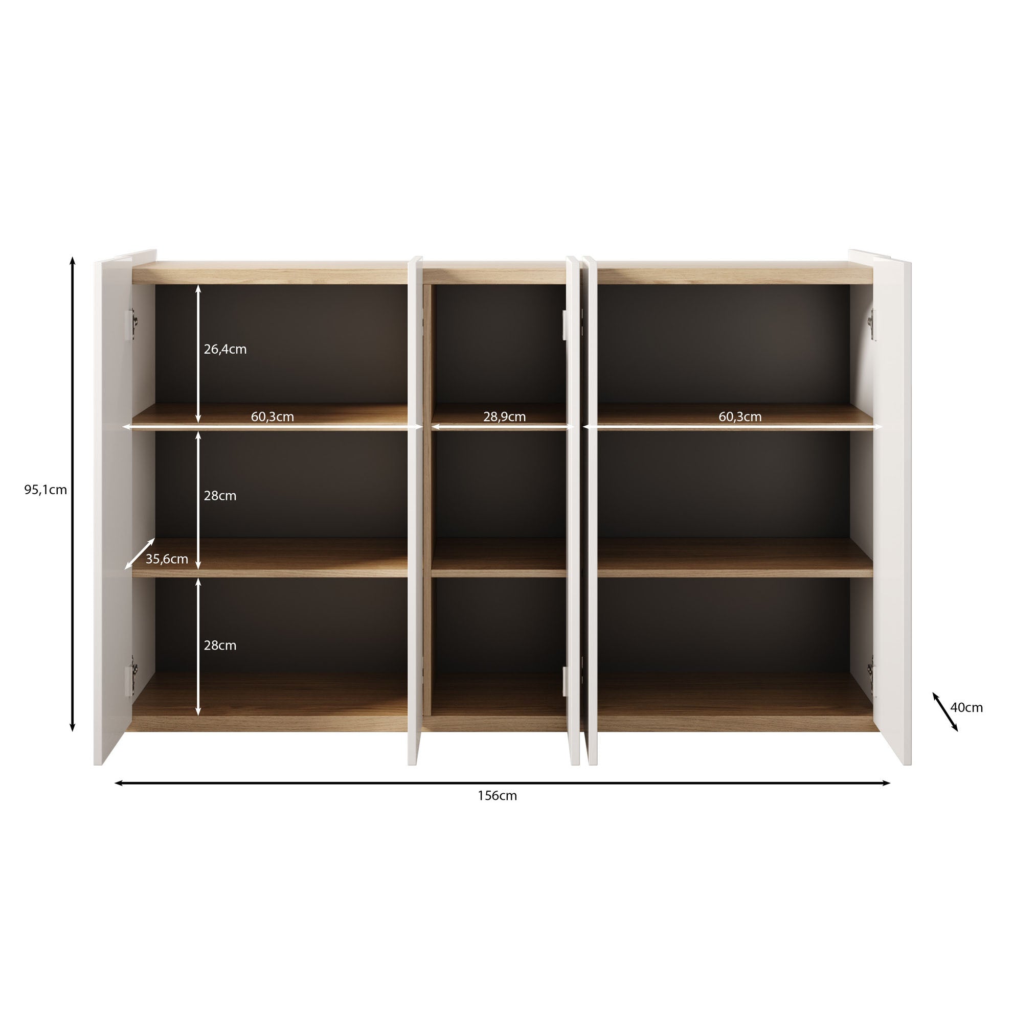 Meubella - Schoenenkast Encore - Wit - 156 cm