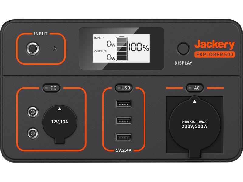 Jackery Power Station Explorer 500 518 Wh Mobiler Stromspeicher und Stromgenerator mit 230 V Schuko Steckdose, Solar Generator