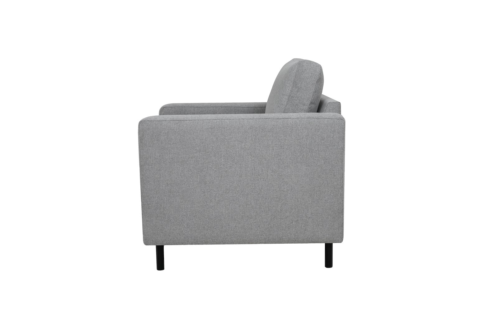 Viken hvilestol I tekstil Thor 3/1 Light Grey med  arm B, sorte eikeben og duntopp
