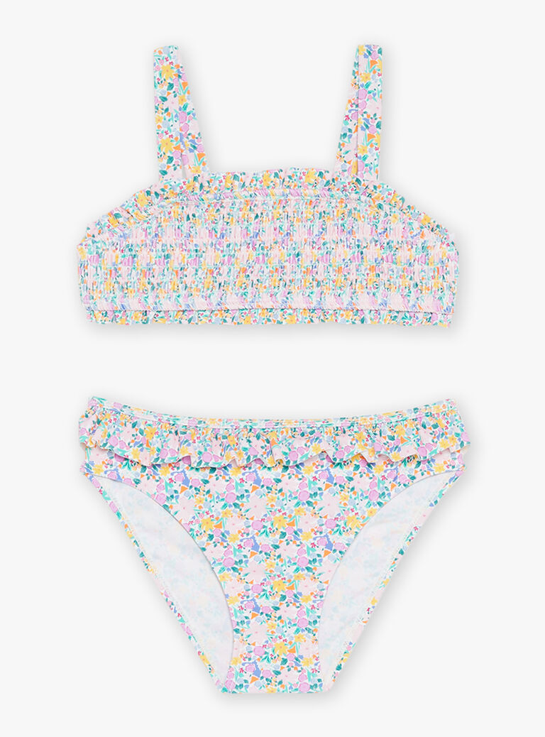 Maillot de bain 2 pièces écru à imprimé fleuri