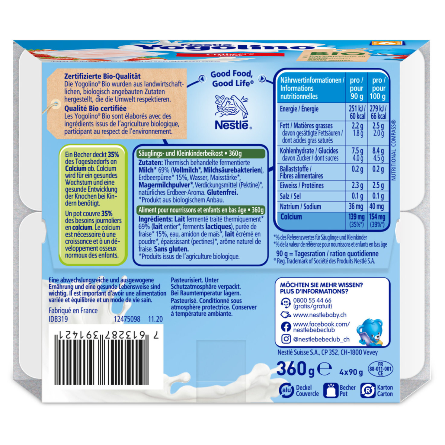 Nestlé Yogolino Joghurt Erdbeer 4x100g 6+ Monate