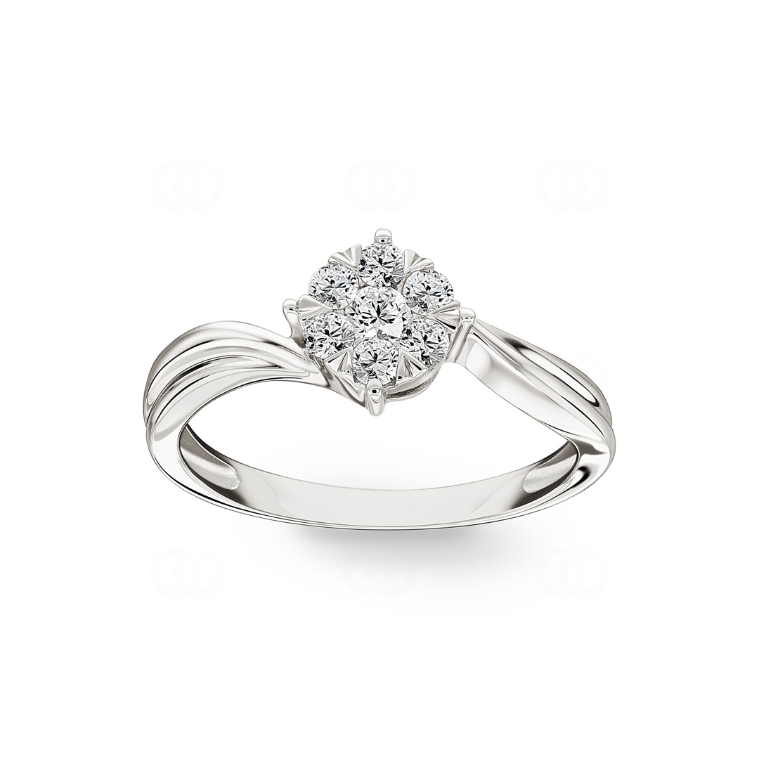 Verlobungsring 750/18 K Weissgold mit Diamanten 0.33 ct H/si